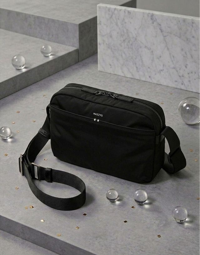 [롯데백화점] 헤지스 ACC [HATCH-BAG] 블랙 나일론 크로스백 HJBA6F345BK