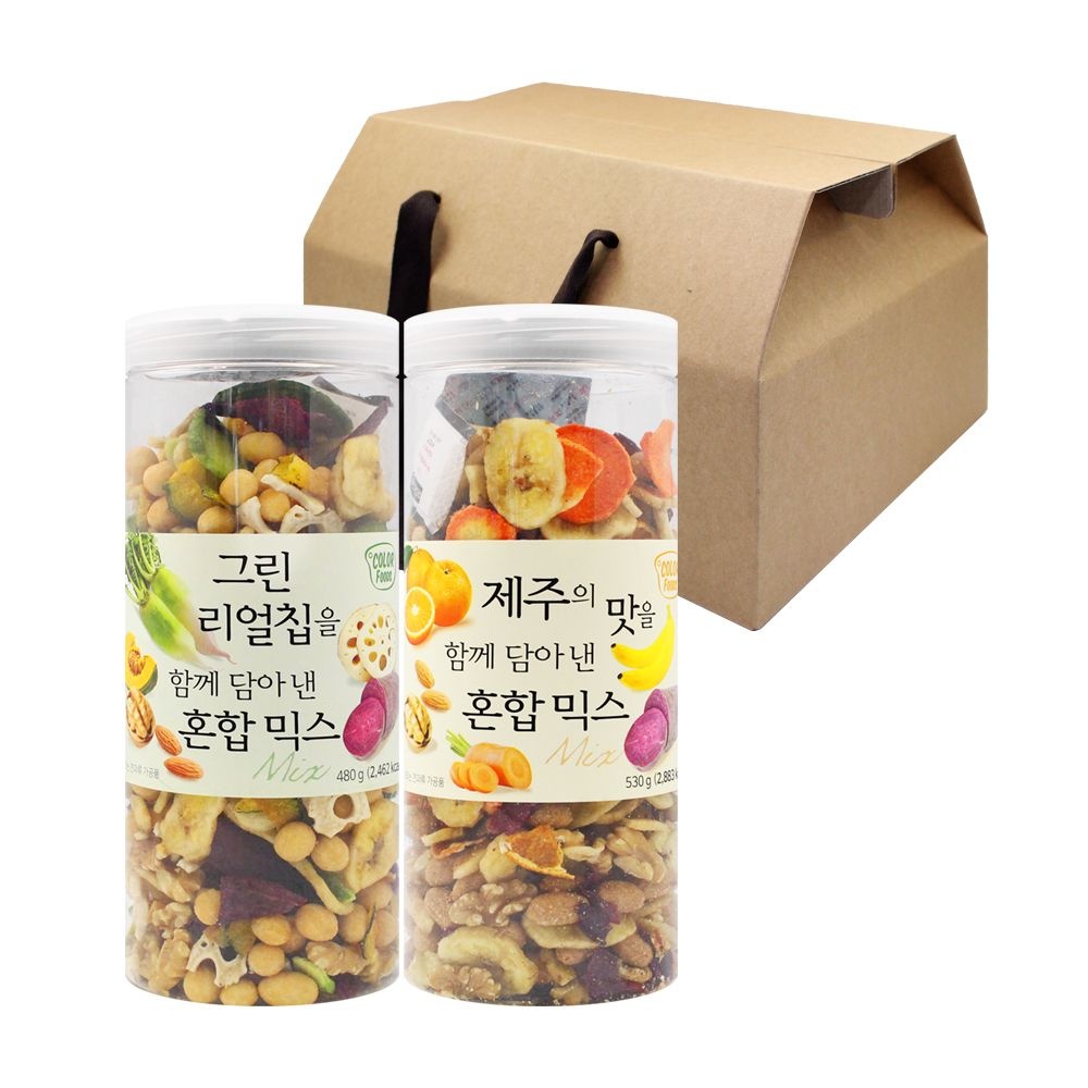 혼합견과 2종 선물세트 (그린 리얼칩+제주의 맛)
