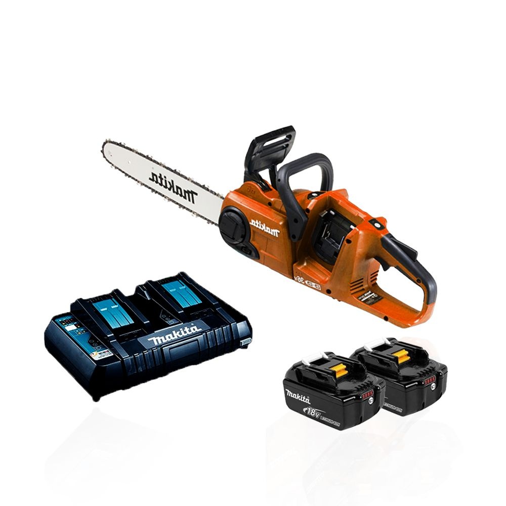 마끼다 DUC353PF2R 36V(18Vx2) 3.0Ah 2팩 충전체인톱 350mm(14인치) 듀얼충전기포함