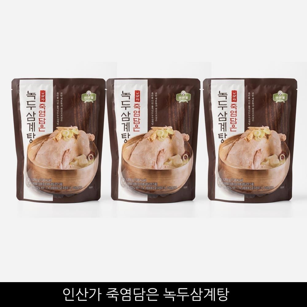 인산가 죽염담은 녹두삼계탕 1.2Kg , 3팩