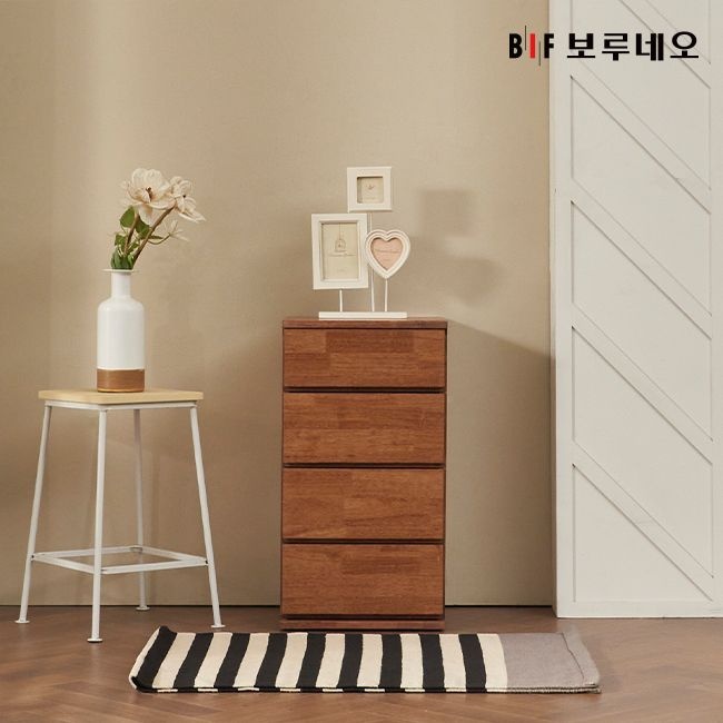 보루네오 앳홈 미닉스 러버우드 원목 4단 400 서랍장