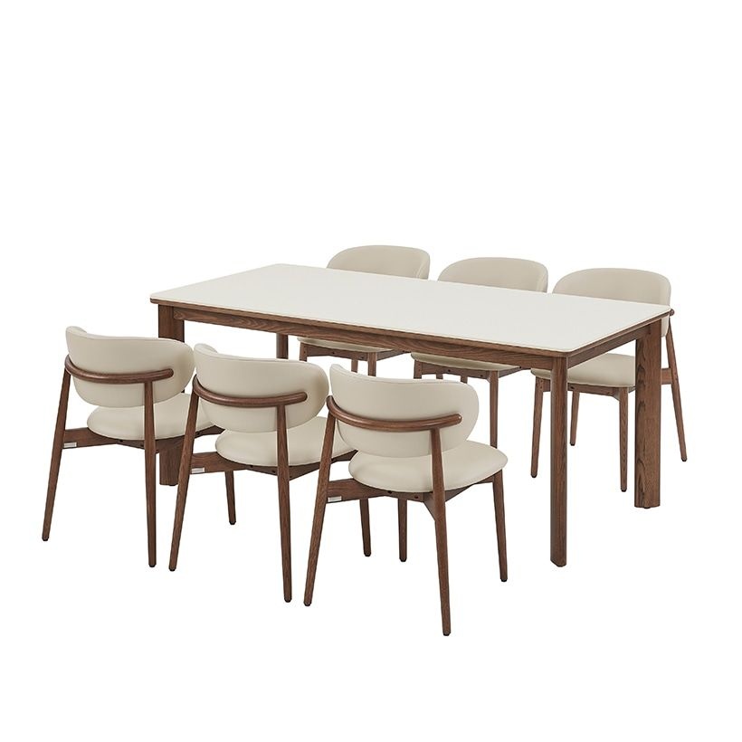 [1만점 적립] [희망일배송] 포멜로 세라믹식탁 6인세트 180cm 브라운_가죽체어 6EA (옵션 택1)
