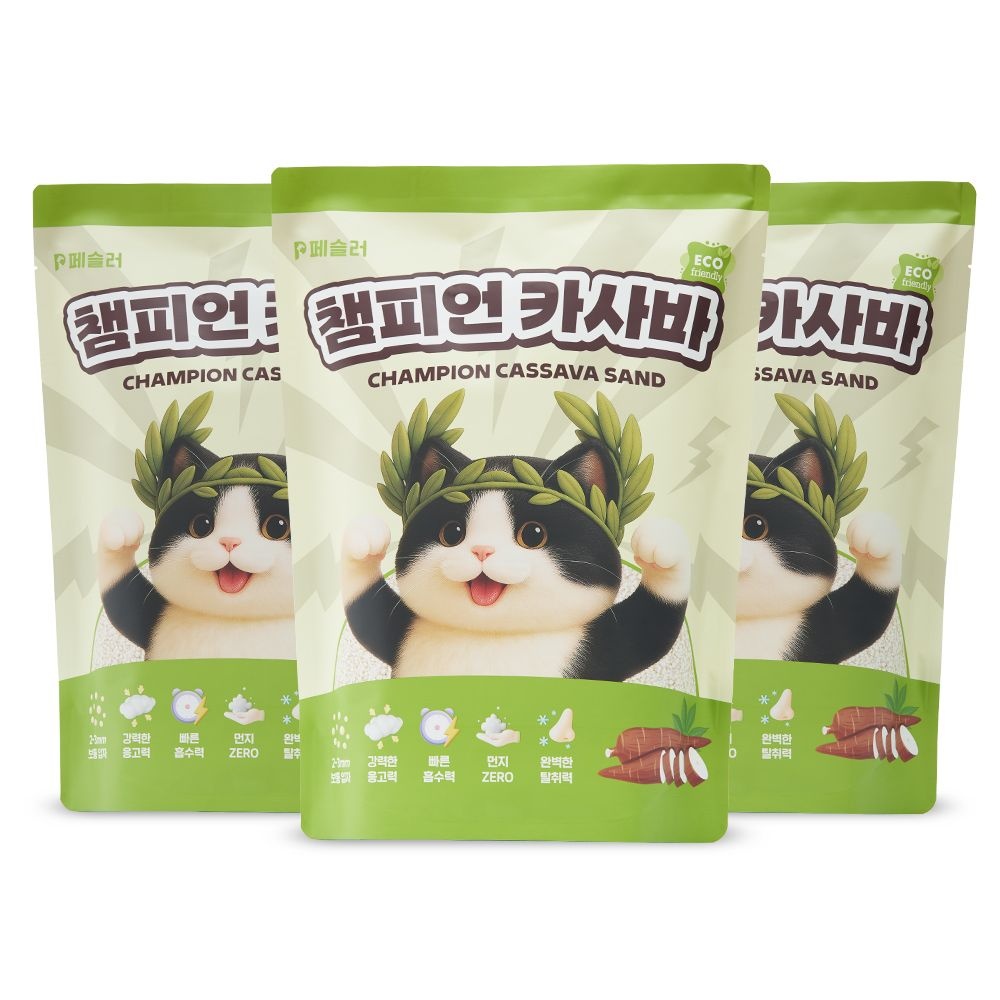 페슬러 챔피언 카사바 고양이 카사바 모래 4.5kg 3개