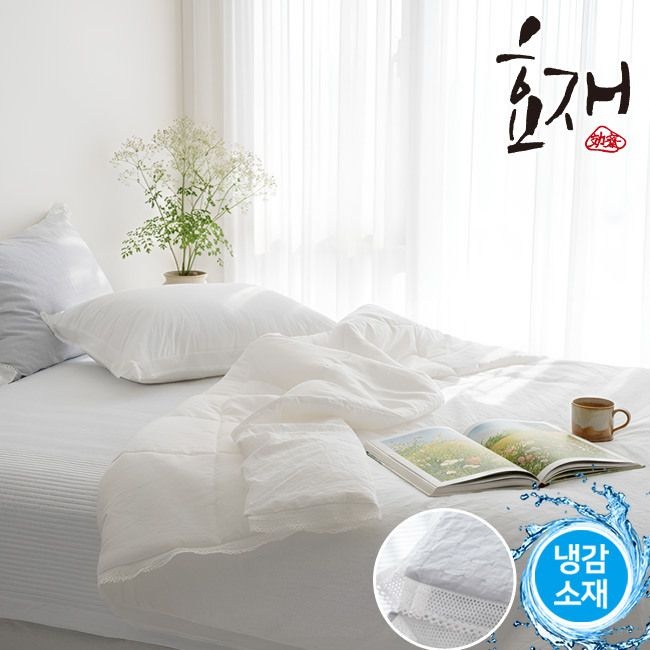 (현대Hmall) 도슨 여름 냉감 레이스 차렵이불 베개세트(SS) by효재