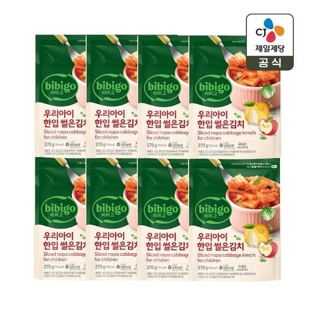 CJ제일제당 비비고 우리아이 한입 썰은김치 270g x8개