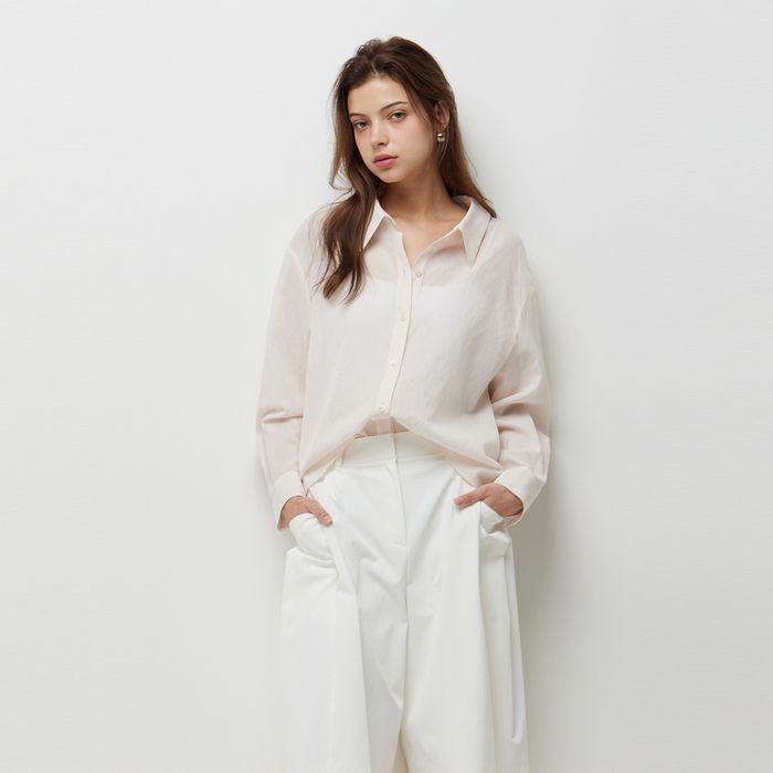 [롯데백화점] 시슬리 린넨 라이크 카라 셔츠 SAWS70641 LE1221927136