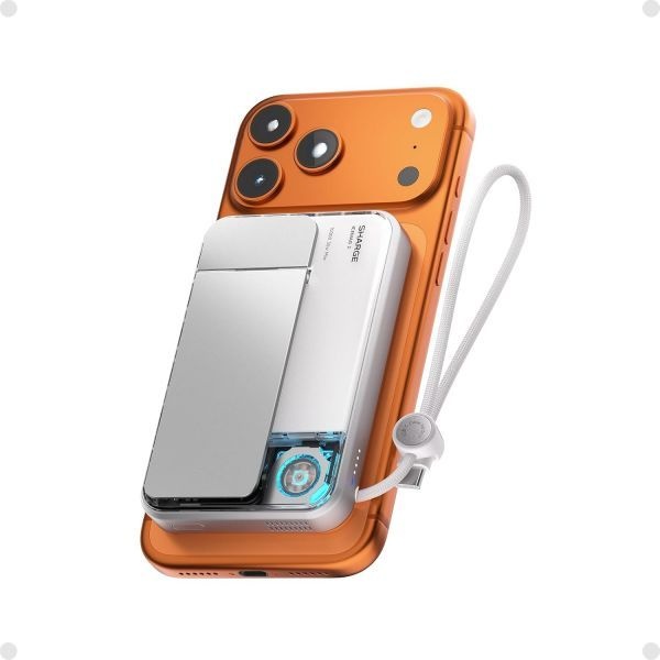 sharge [해외] 샤지 ICEMAG 3 맥세이프 휴대용 충전기 Qi2 25W 마그네틱 파워 뱅크 10000mAh 35W 내장 케이블 포함 액티브 쿨링 접이식