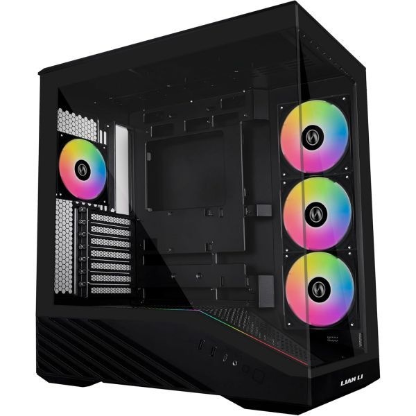 [해외] Lian Li Vector V100 ATX 미드타워 PC 케이스, ARGB PWM 팬 4개, 블랙 | 측면 I/O USB-C 먼지 필터 420mm GPU 및 360mm 라디에이터 지