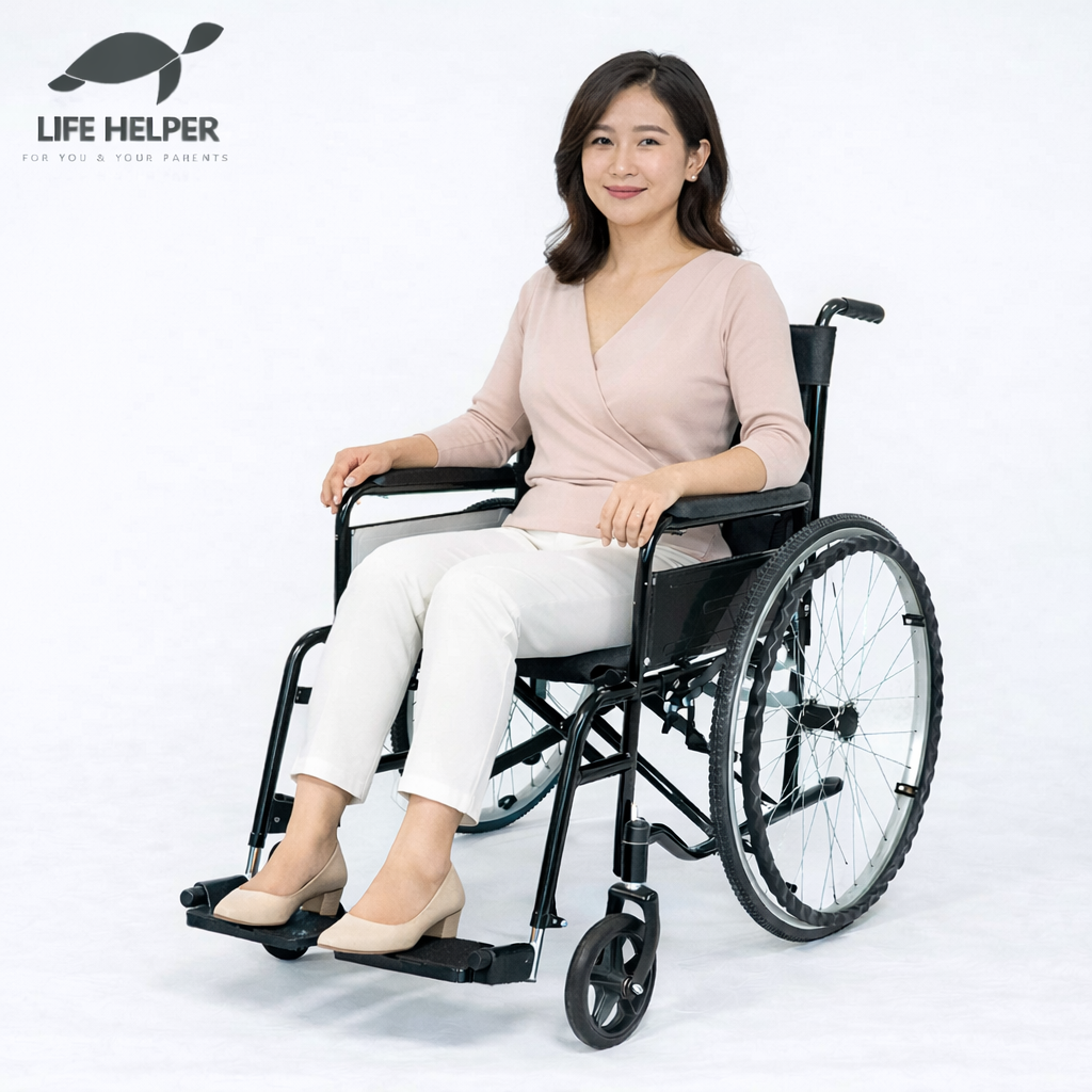 라이프헬퍼코리아 라이프헬퍼 LH-E1 접이식 수동 휠체어 12kg 가벼운 경량 펑크없는 통타이어 실내 실외 가정용 여행용