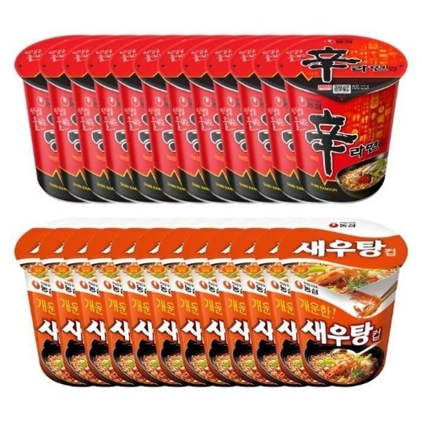 농심 컵라면 소컵 신라면12개+새우탕12개