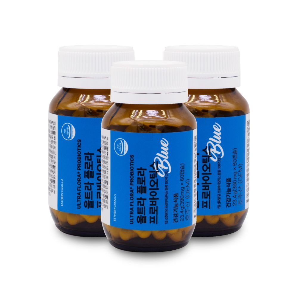에스더포뮬러 울트라 플로라 프로바이오틱스 블루 390mg x 60캡슐 X 3통 I