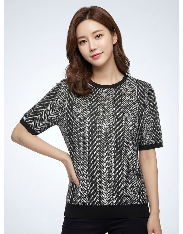 올포유 여성 프린트 반팔 티블라우스 ALBLN5416-199 409993
