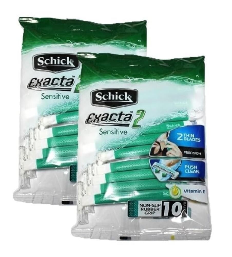 CHLIFE [해외] Schick Exacta2 민감한 피부 일회용 남성용 면도기 20개 10개 x 2팩 2023 뉴 버슨 [호환]