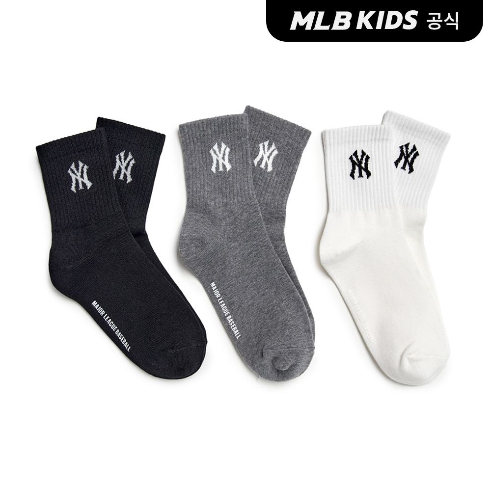 (공식) 25N 베이직 로고 중목 양말 3번들 NY (Ivory) 7ASOB145N-50IVS