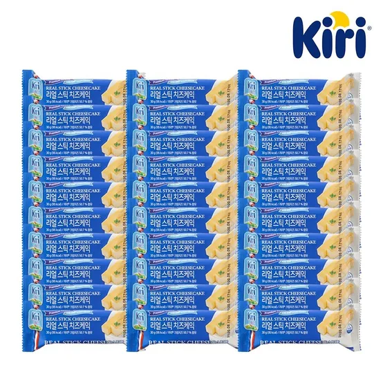 끼리 크림치즈 리얼스틱 치즈 케이크 30g 3종 30개 택1(플레인/블루베리/쿠키앤크림)