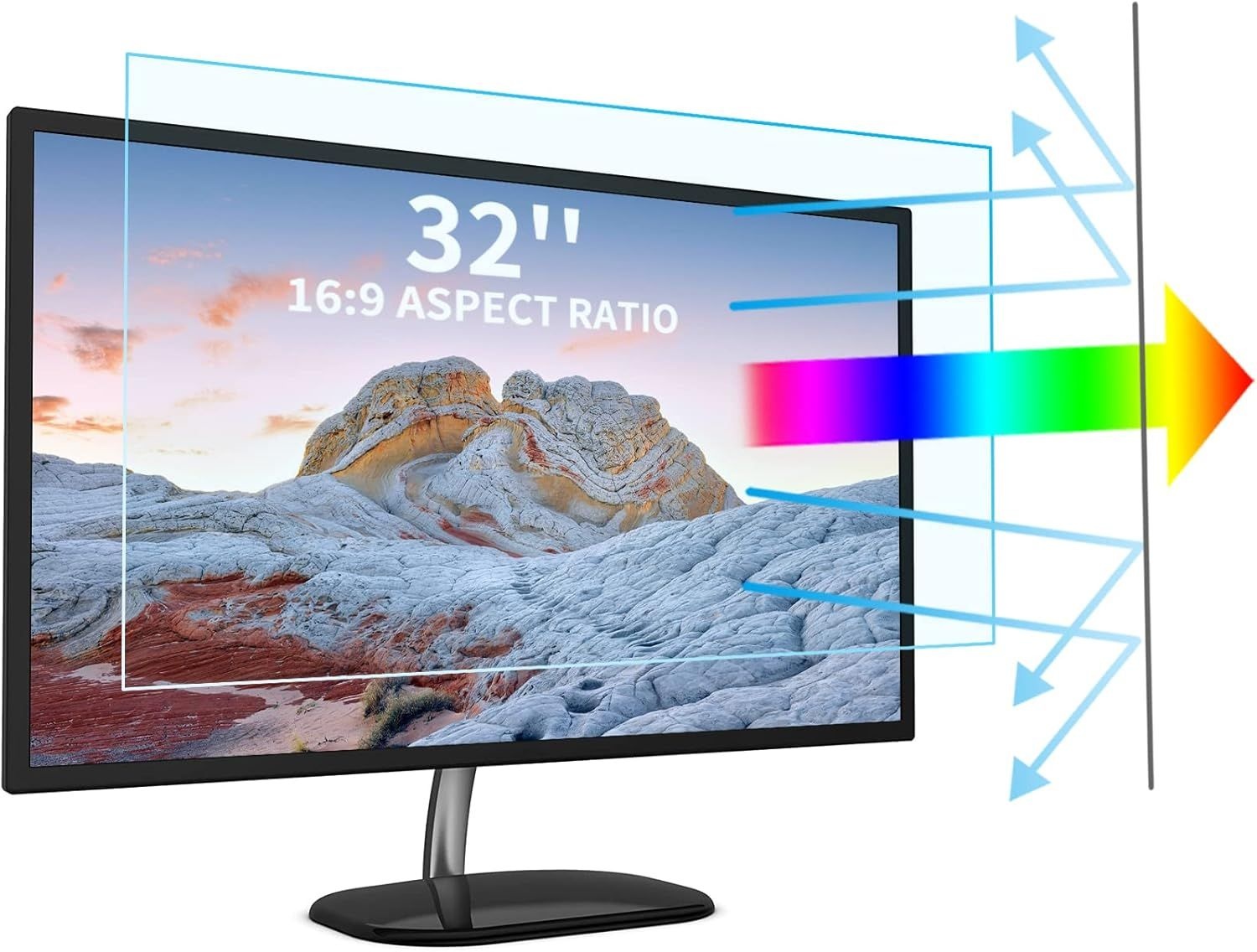LCD, LED, OLED 및 QLED 4K HDTV 디스플레이를 위한 32인치 TV 블루 라이트 스크린 프로텍터, 눈 보호 안티 글레어 필터 16:9