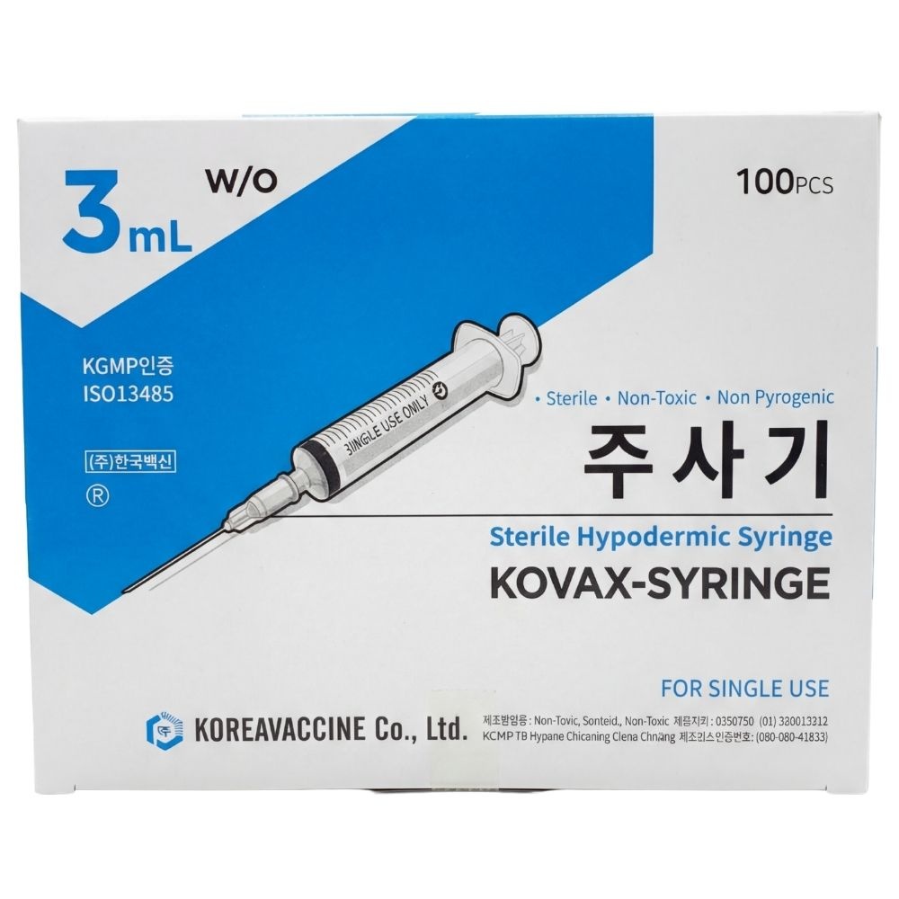 한국백신 일회용 멸균 주사기 3CC 무침