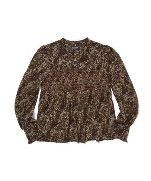 penfield 페이즐리 쉬폰 스모킹 자수 블라우스 브라운FS1WR10F