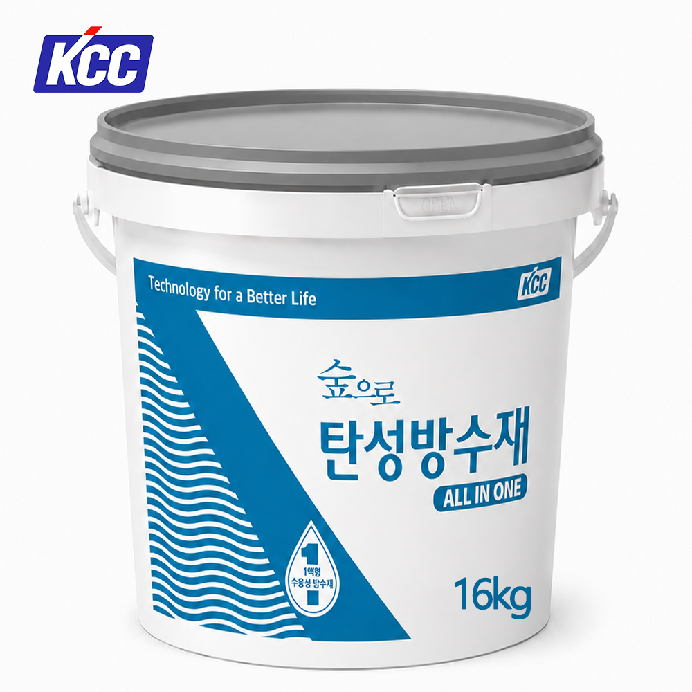 KCC 숲으로 탄성방수재 올인원 16kg 회색 녹색 셀프 옥상방수 수용성