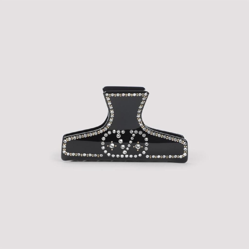 VALENTINO GARAVANI 발렌티노 [D14]valentino 60238RFY NERO ORO CRYSTAL valentino Resin Hair Clip 여성 헤어핀 헤어밴드 헤어악세사리