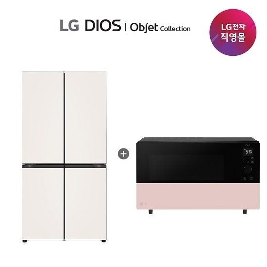 LG 디오스 냉장고+광파오븐 세트 H876GBB011+MLJ39PR