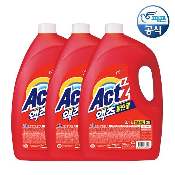 [롯데온]액츠 세탁세제 클린젤 3.1L 용기 3개 (17,900원/무료)