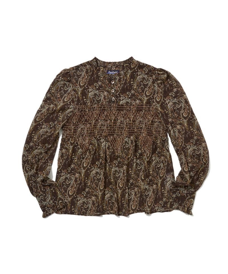 PENFIELD 펜필드 PENFIELD 페이즐리 쉬폰 스모킹 자수 블라우스 브라운FS1WR10F 670250