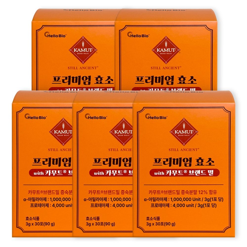 헬로바이오 프리미엄 효소 with 카무트 브랜드 밀 3g x 30포 x 5박스