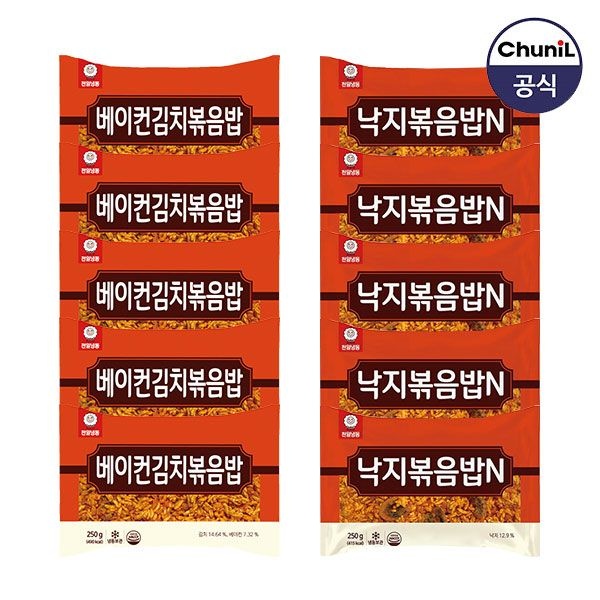 천일식품 천일식품 [하프클럽]베이컨김치볶음밥 250g 5봉 + 낙지볶음밥 250g 5