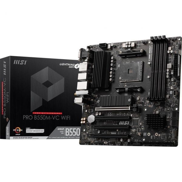 [해외] MSI PRO B550M-VC WiFi 프로시리즈 마더보드 (AMD Ryzen 5000 시리즈, AM4, DDR4, PCIe 4.0, SATA 6Gb/s, M.2, USB 3.2 Gen 2, HDMI/DP, Wi-Fi 6E,