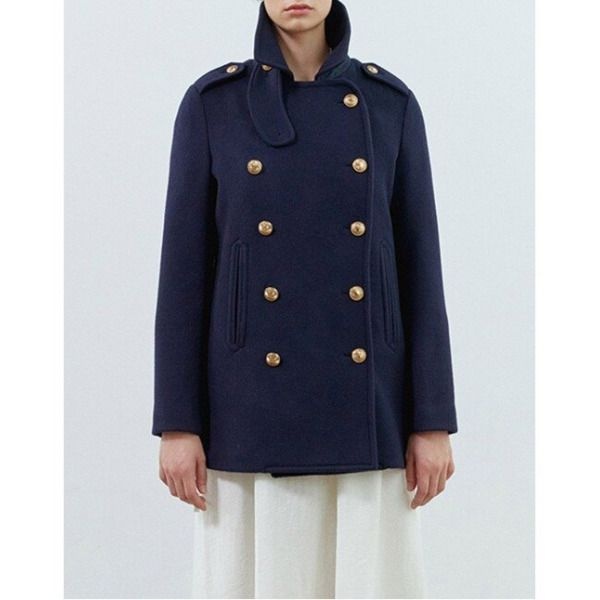 모먼 [모먼] [MOMEN] Vintage Button Pea Coat - Navy_XMPESYWC21156