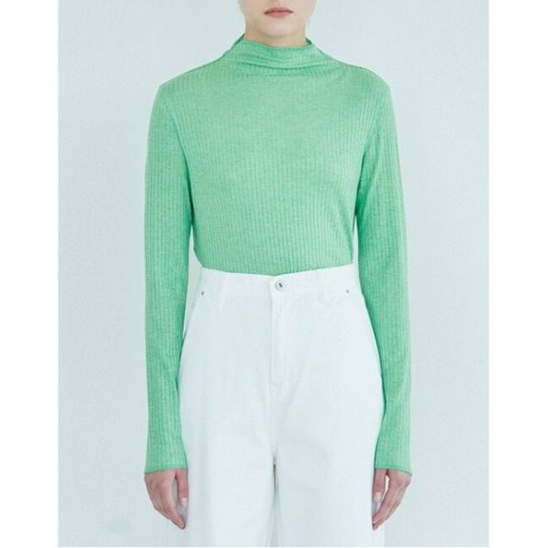 [모먼] [MOMEN] Half Neck Color Top - Light Green_XMCALYZA21142