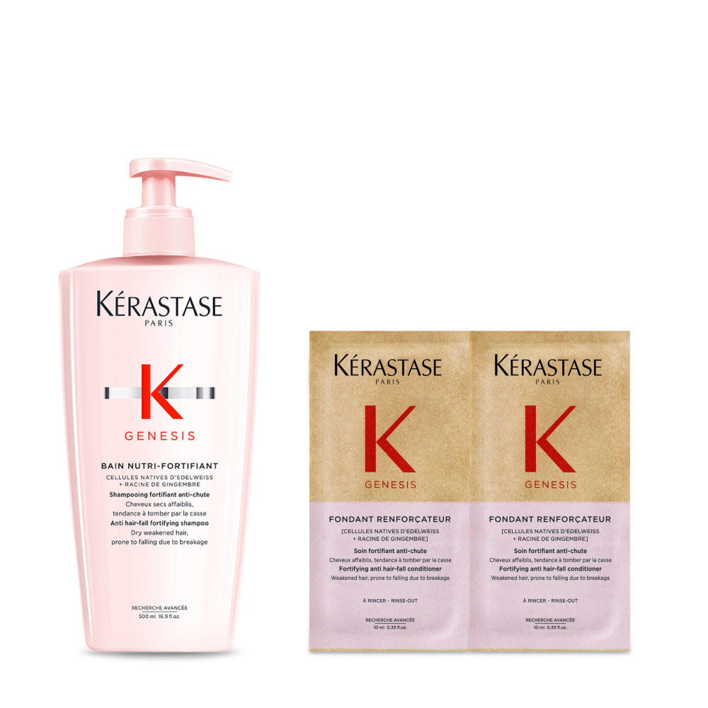 [건성두피용/새싹케어] 케라스타즈 방 제네시스 리치 대용량 새싹 샴푸 500ml (+제네시스 컨디셔너 10ml 2개)