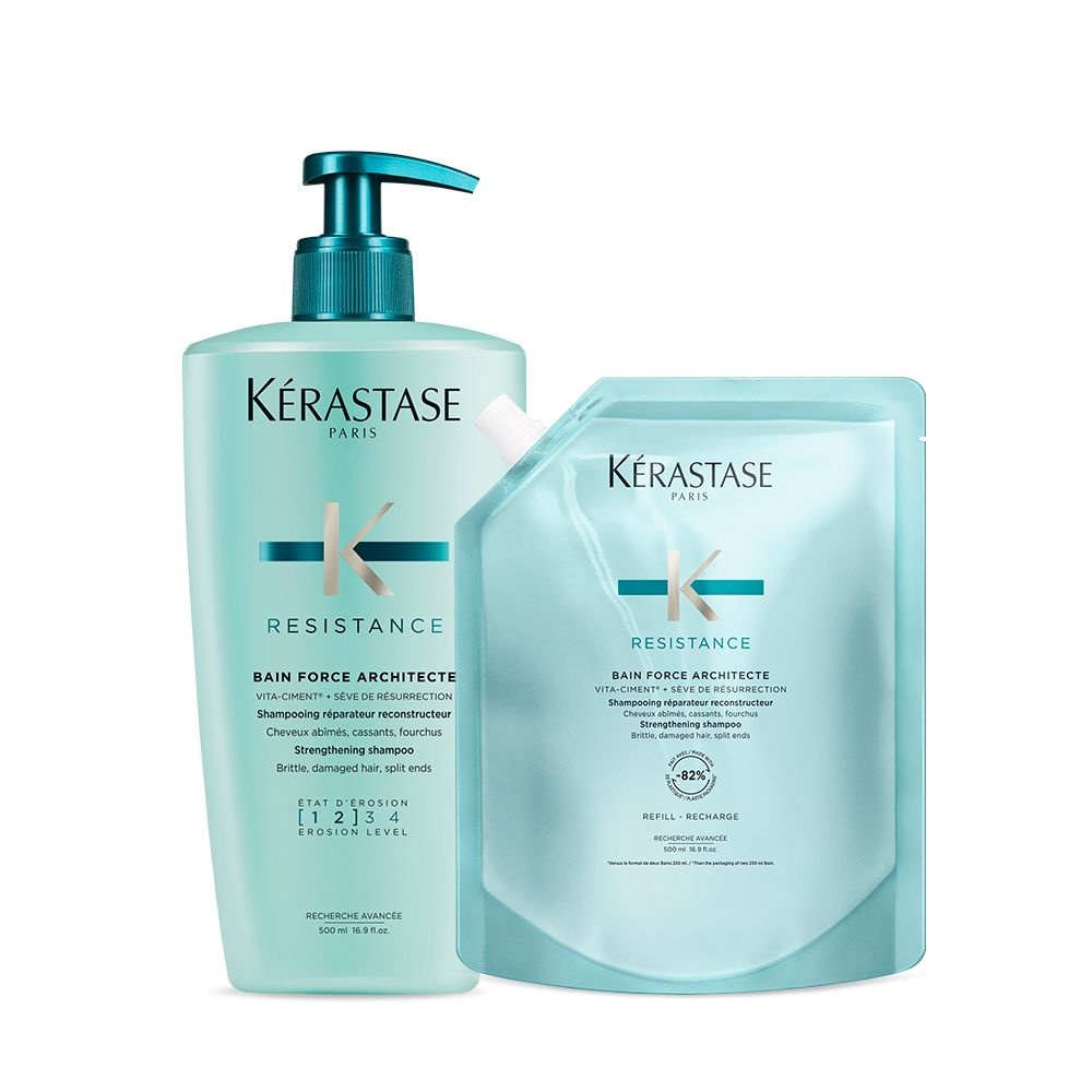 [손상모발용] 케라스타즈 방 포스 아키텍트 샴푸 대용량 샴푸 1L (본품 500ml+리필 500ml)