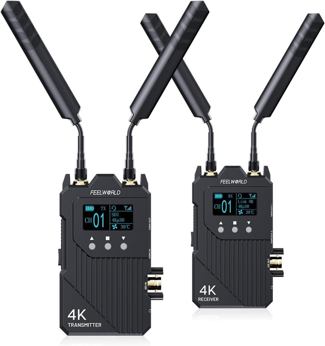 FEELWORLD WT1S 4K 무선 비디오 전송 시스템 SDI 듀얼 HDMI, 1000피트 거리 0.08초 저지연 풀 듀플렉스 인터콤 라이브
