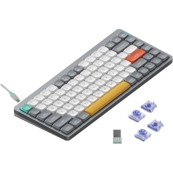 [해외] nuphy 누피 Air75 V2 휴대용 75% 기계식 키보드 무선 블루투스 2.4G USB C 지원 RGB 게이밍 Windows Mac OS Linux 시스템 호환 그