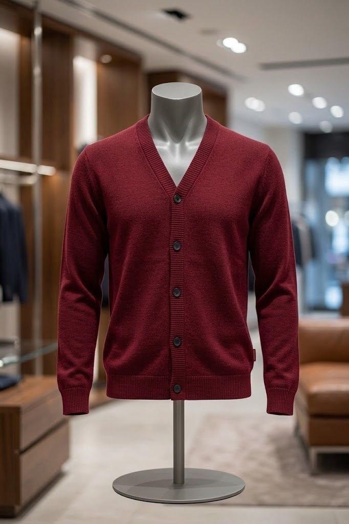 아르마니 ARMANI EXCHANGE AX 남성 코튼 블렌드 브이넥 니트 가디건- 레드(A415332028)