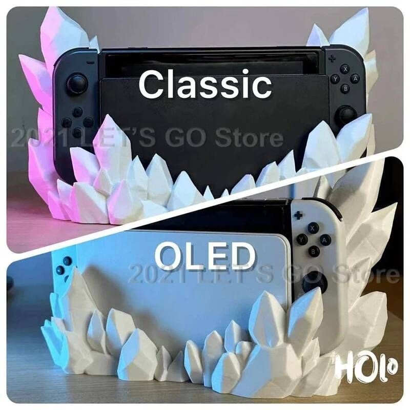 [해외] 닌텐도 스위치 케이스 액세서리 악세사리 OLED 화이트 크리스탈 장식 스탠드 도크 게임 3D 프린팅 멋진 모양 최신