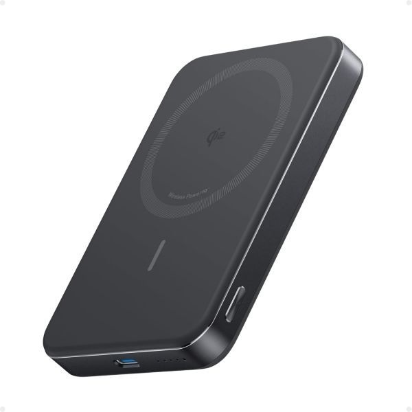 Anker [해외] Anker 앤커 MagGo 파워 뱅크 초슬림 10000mAh 마그네틱 배터리 팩 Qi2 15W 초고속 맥세이프 호환 휴대용 충전기 인체공학