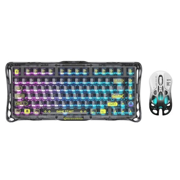 GravaStar [해외] GravaStar 그라바스타 Mercury K1 Lite 75% 기계식 키보드 투명 블랙 M1 Pro 무선 게이밍 마우스 그라데이션 250004