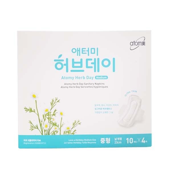 애터미 허브데이 중형 (10개입 * 4팩)/ 애터미 생리대 중형