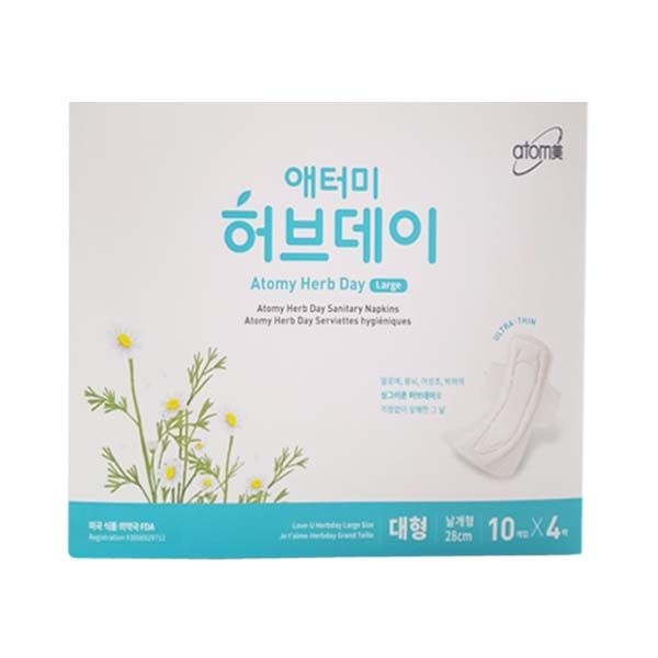 애터미 허브데이 대형 (10개입 * 4팩)/ 애터미 생리대 대형