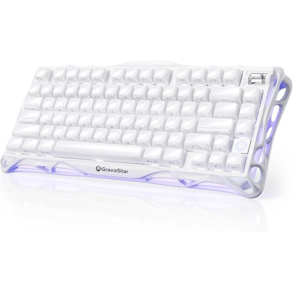GravaStar [해외] GravaStar 그라바스타 Mercury K1 75% 화이트 무선 키보드 알루미늄 합금 외골격 디자인 기계식 게이밍 가스켓 핫스왑