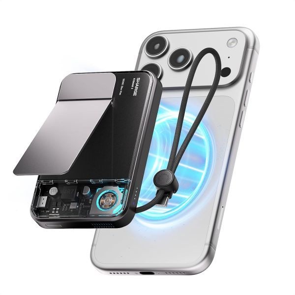 sharge [해외] 샤지 ICEMAG 3 맥세이프 휴대용 충전기 Qi2 25W 마그네틱 파워 뱅크 10000mAh 35W USB C 고속 충전 액티브 쿨링 내장 케이블