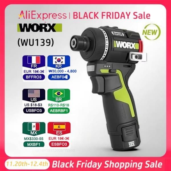 WORX WU139 브러시리스 스크류드라이버 임팩트 무선 드릴