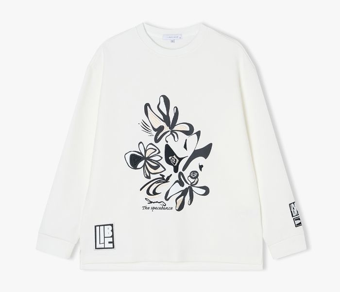 [롯데백화점] 리버클래시 24F/W 아이보리 아트웍 라운드 티셔츠 LKF41407
