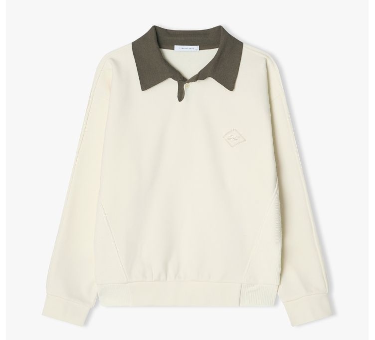 [롯데백화점] 리버클래시 24F/W 아이보리 컬러 블록 칼라 티셔츠 LKF41456