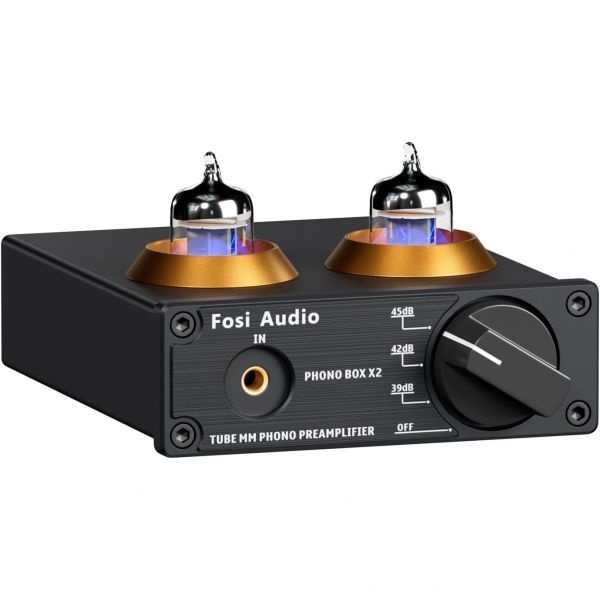 [해외] Fosi Audio 포시오디오 Box X2 포노 프리앰프 미니 스테레오 오디오 하이파이 게인 조절 기능 포함 MM 턴테이블 축음기
