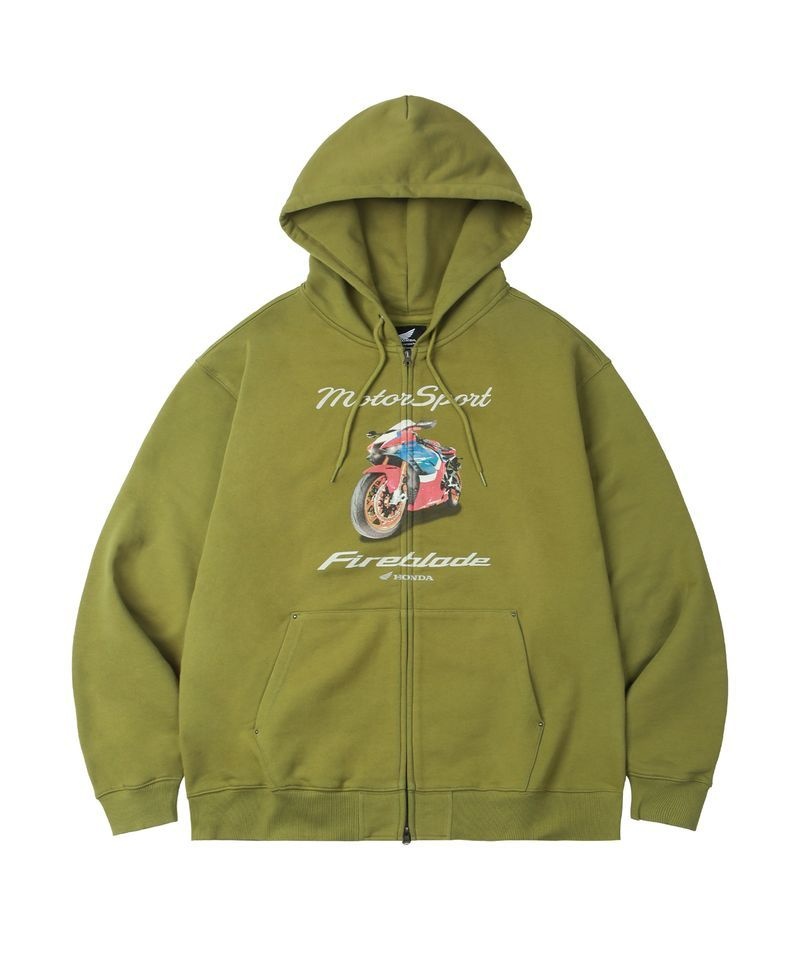 PHYPS MOTORCYCLE <매장정품> 핍스 모터사이클 Motorsport Fireblade Hoodie Zip-Up Khaki HGS1HZ303BKH 317125