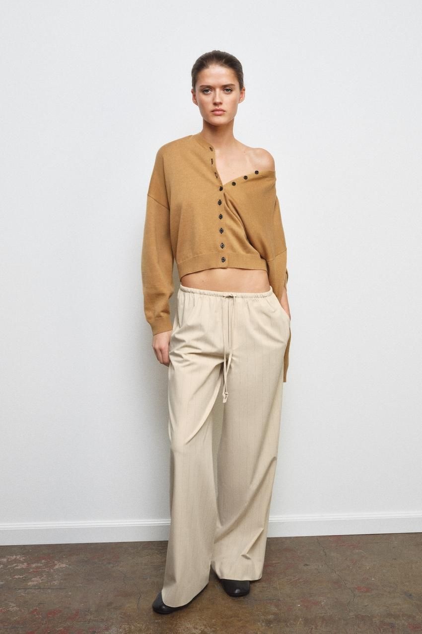 자라 ZARA 브이넥 니트 자켓 재킷 - 샌드 3581/001/704 12Y785 76U293